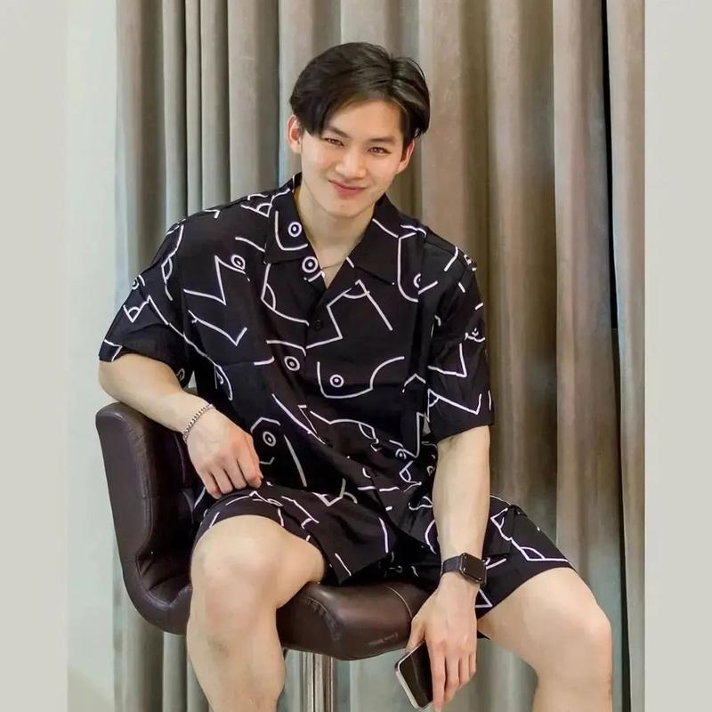 Piyama pria dewasa sleepwear men tie dye set pria baju tidur piyama 0
