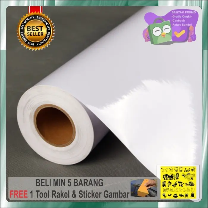 Stiker putih glossy/metalic / skotlet putih glossy/metalik 1 ROLL