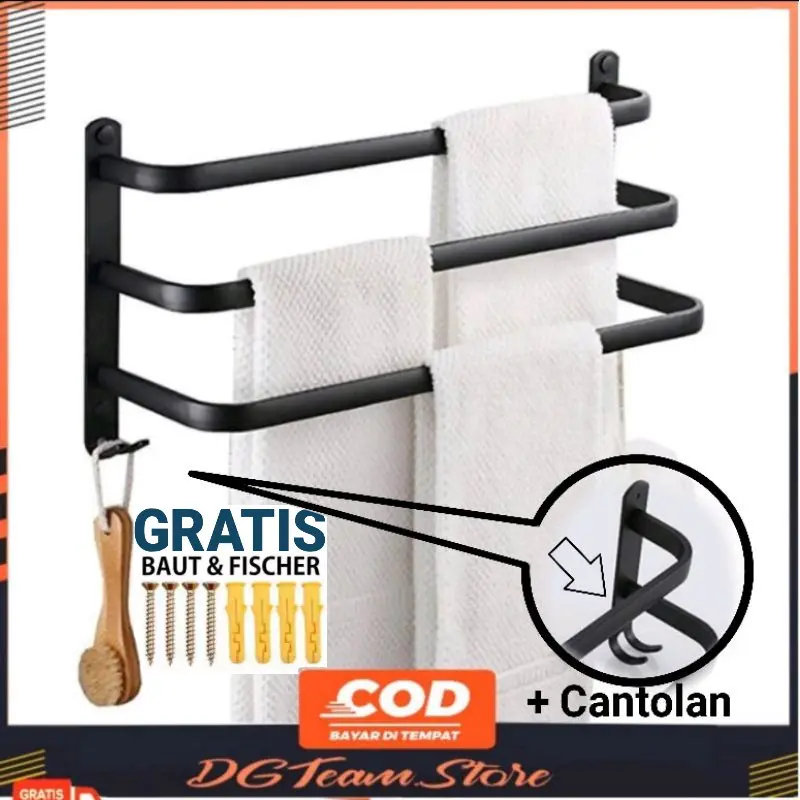 gantungan handuk 3 susun panjang 60cm/ Rak kamar mandi/ Rak gantung 0