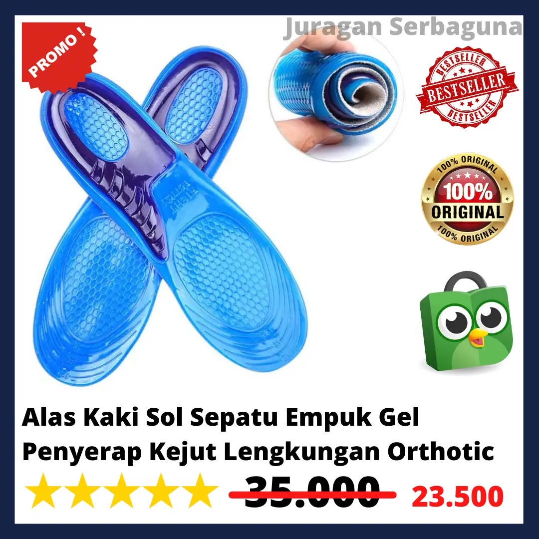 Alas Kaki Sol Sepatu Empuk Gel Penyerap Kejut Lengkungan Orthotic Biru