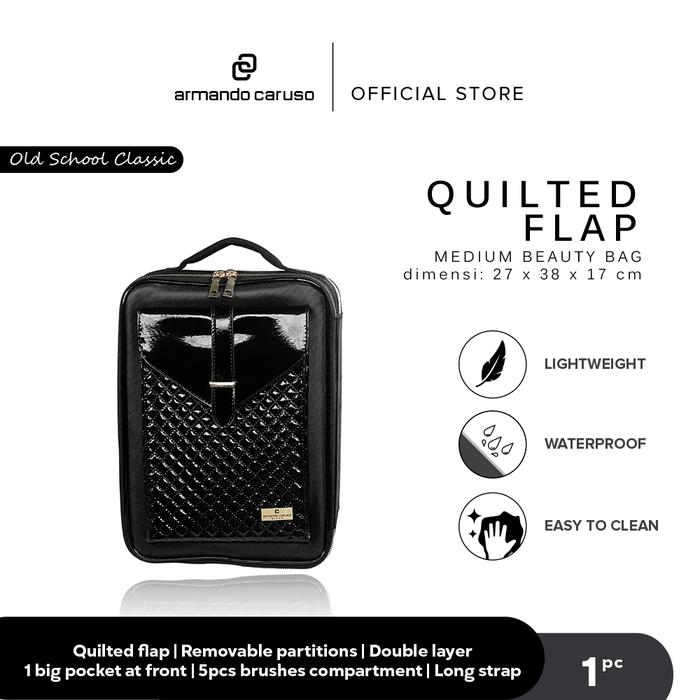 Gambar Armando Caruso 1931 Medium Beauty Bag Quilted Flap Black dari Armando Caruso_NEW Kota Administrasi Jakarta Utara Tokopedia