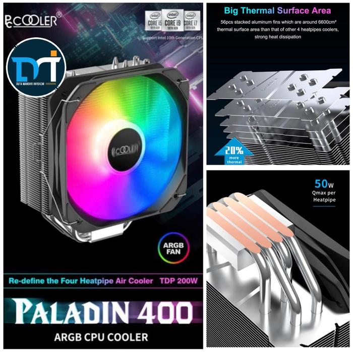 Gambar PCCooler PALADIN 400 ARGB - 4 Heatpipe Air CPU Cooler for Intel & AMD dari Duta Mandiri Infokom Kota Administrasi Jakarta Pusat Tokopedia