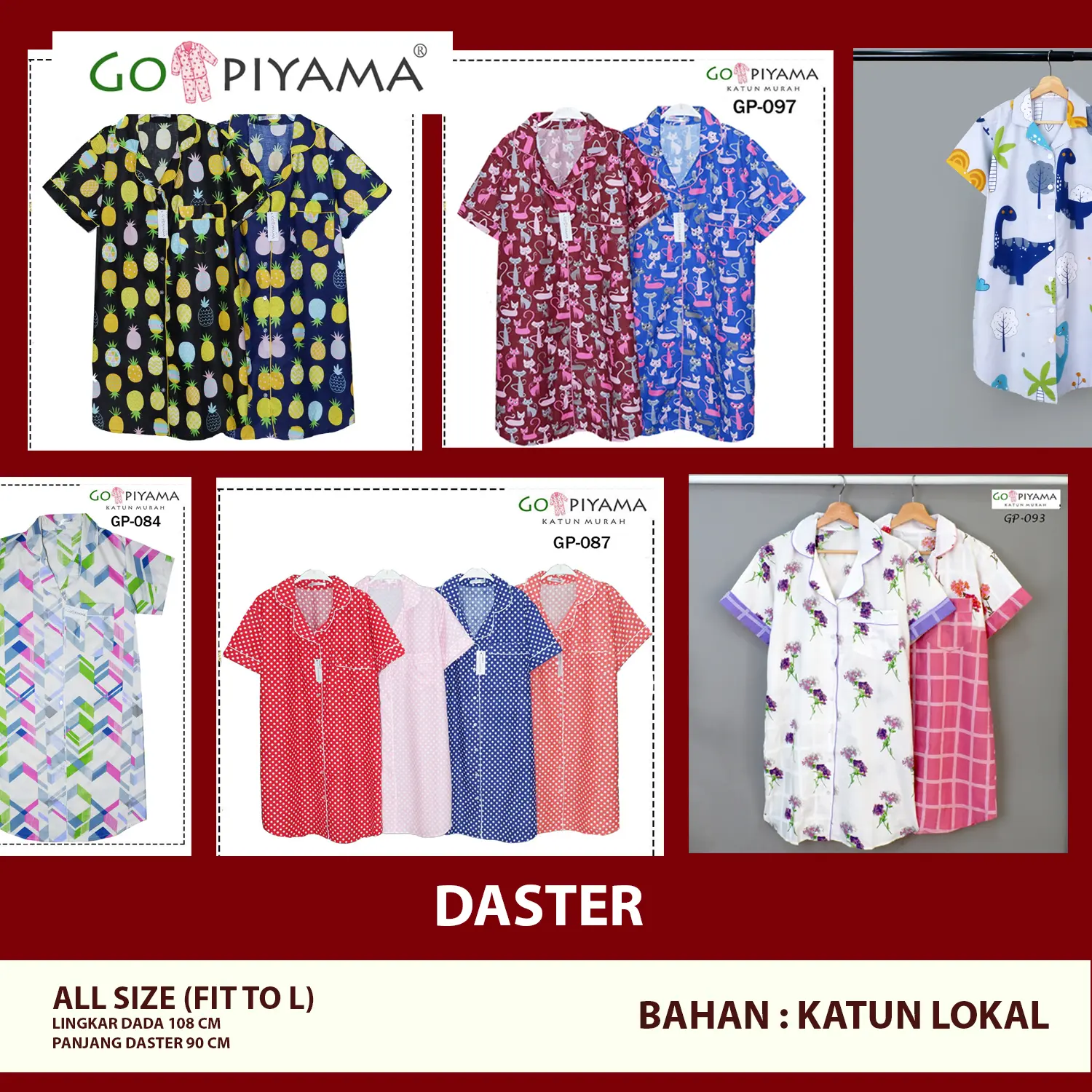Daster Baju Tidur Piyama Wanita / Cewek Dewasa Katun GO PIYAMA