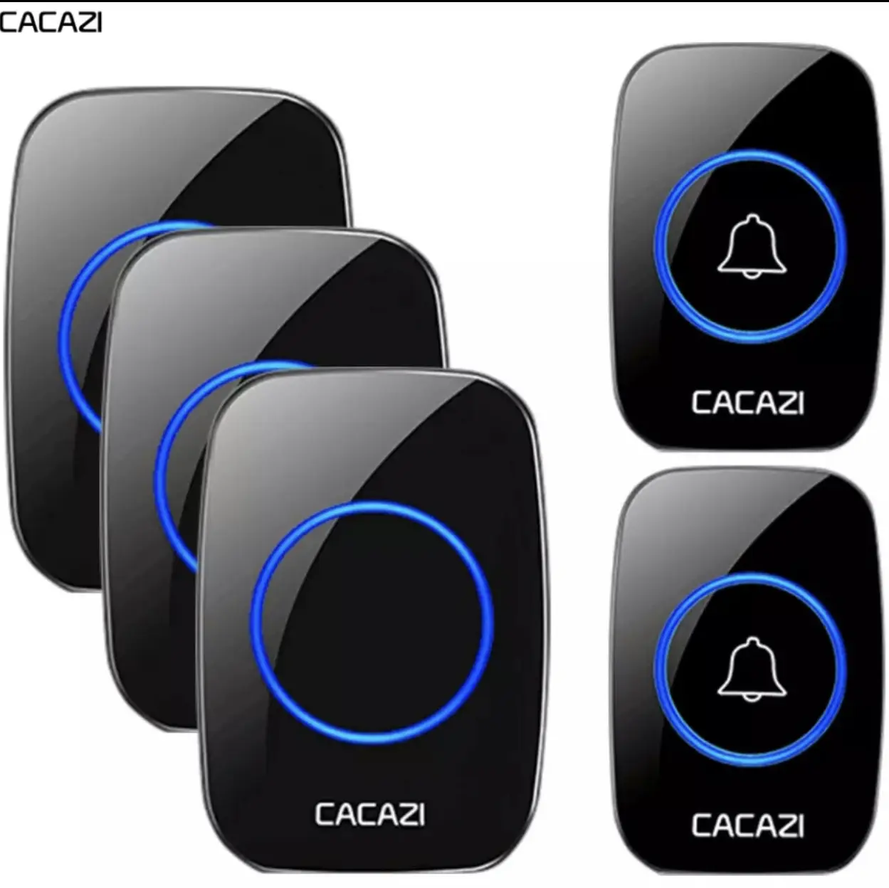 MORE | 2 Button + 3 Receiver | Bel Pintu Rumah Kantor Gudang Wireless 300 Meter di Area Terbuka Outdoor | CACAZI Black Home Door Bell Wireless Doorbell Waterproof 300M Remote Battery Remote Plug Chime Battery Home BELL |  2.022.0025 | A10B-23EU