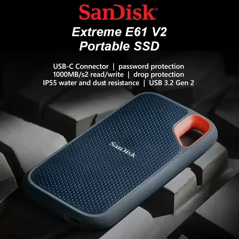 Sandisk E61 USB 3.2 gen 2 Extreme Portable External SSD 1TB