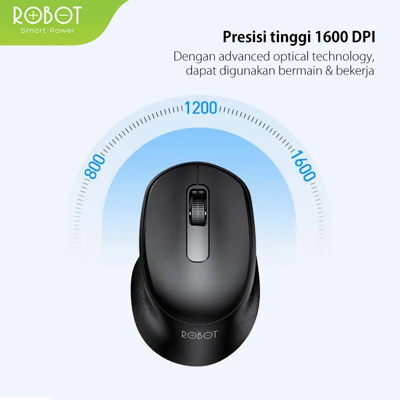 ROBOT M312 BLACK SILENT MUTE WIRELESS MOUSE