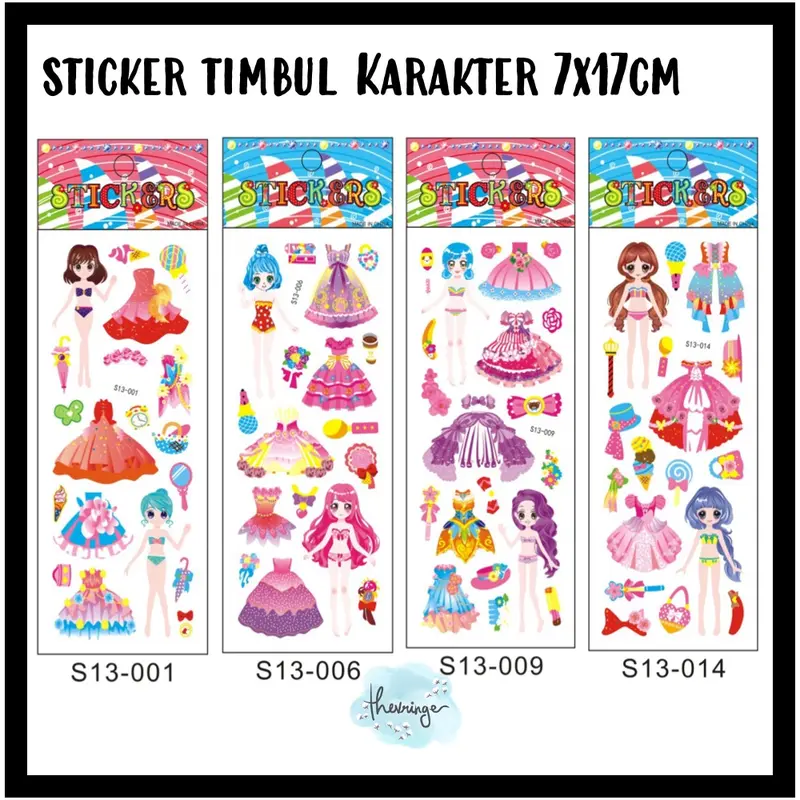 STICKER TIMBUL KARAKTER Stiker Anak Perempuan Hello Kitty Girl Mermaid 1