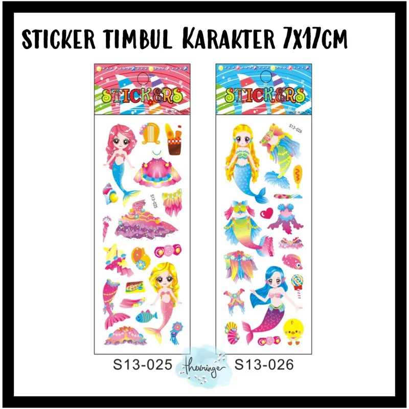 STICKER TIMBUL KARAKTER Stiker Anak Perempuan Hello Kitty Girl Mermaid 2