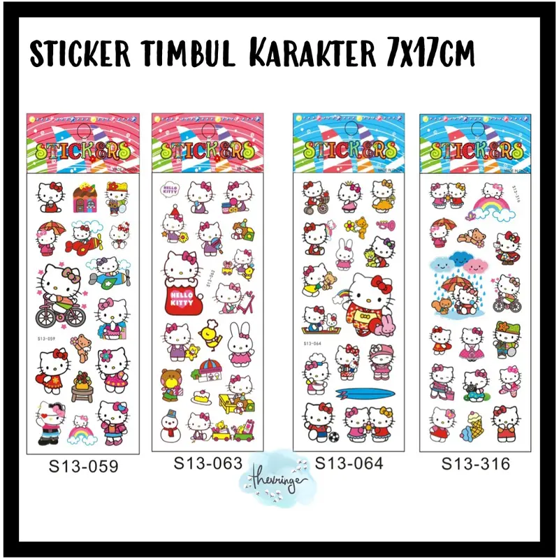 STICKER TIMBUL KARAKTER Stiker Anak Perempuan Hello Kitty Girl Mermaid 4