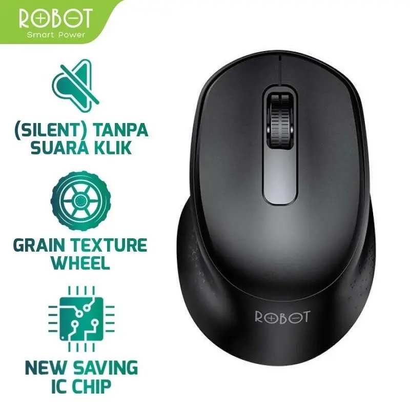 ROBOT M312 BLACK SILENT MUTE WIRELESS MOUSE