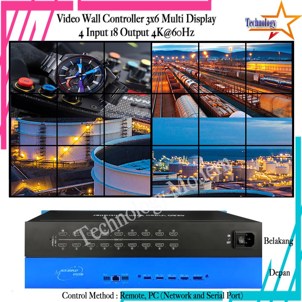 HDMI Video Wall Controller 3x6 6x3 Untuk 18 TV (4 Input 18 Output) 4K