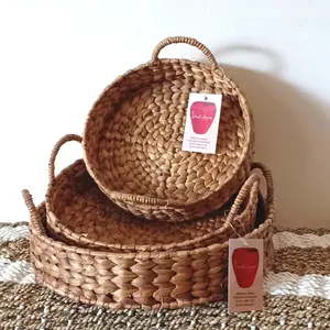 Nampan Anyaman / Baki / Tray Keranjang Bulat Enceng Gondok/Purun