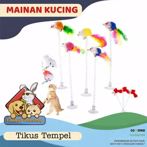 Mainan Kucing Bentuk Tikus Nempel Lantai Tempel Spring Per Cat Toy