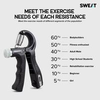 Gambar SWEAT - Adjustable Hand Grip Exerciser with Counter | Alat Handgrip Fitness - Latihan Otot Tangan, Lengan & Power Gym Portable - Black dari SWEAT.ID Kota Administrasi Jakarta Utara 5 Tokopedia