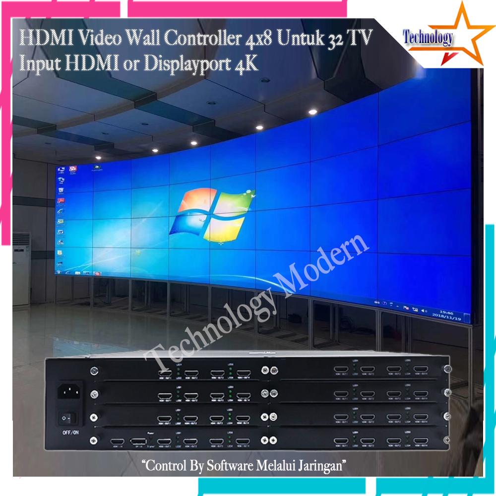 8K HDMI Video Wall Controller 4x8 8x4 Untuk 32 TV With Custom Resolusi