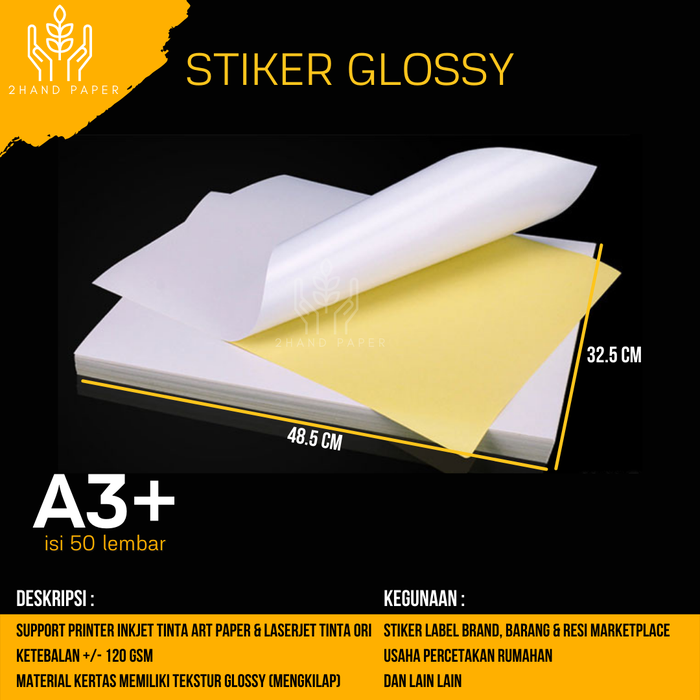 Jual Kertas Sticker A3 Plus Glossy 50 lembar / Stiker Cromo / Chromo A3 ...