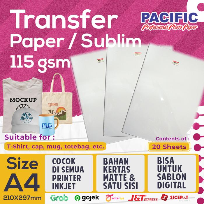 Gambar PACIFIC Kertas Transfer Paper Sublim / Sublime - Light A4 115 Gsm Printer Stationery dari Wahana Data Surabaya Kota Surabaya Tokopedia