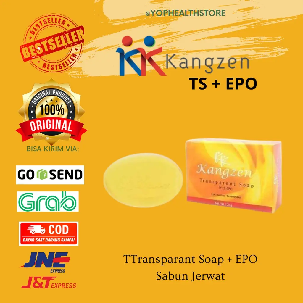 Sabun Kuning Jerawat Epo Kangzen Transparant Soap + EPO Melembabkan KK