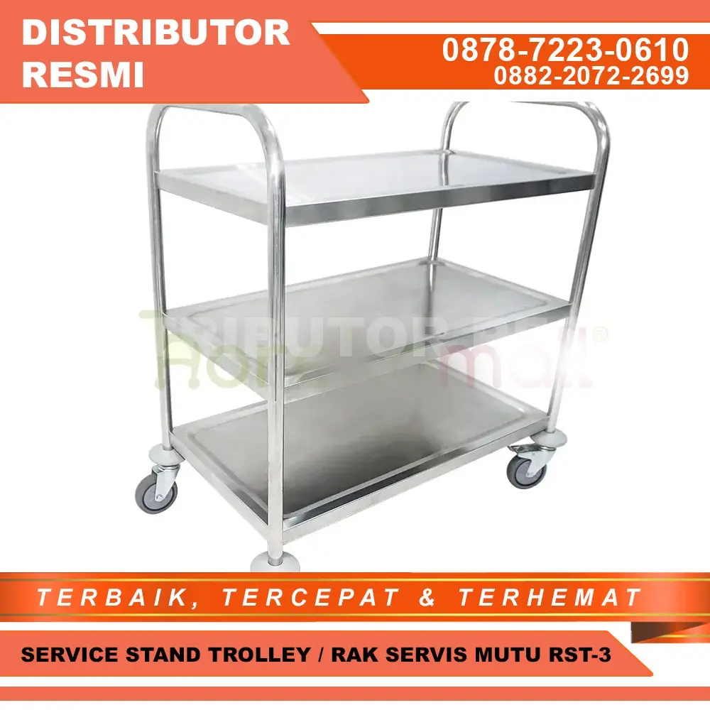 Trolley Stainless Steel Pengantar Makanan Restoran RST-3 mutu