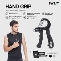 Gambar SWEAT - Adjustable Hand Grip Exerciser with Counter | Alat Handgrip Fitness - Latihan Otot Tangan, Lengan & Power Gym Portable - Black dari SWEAT.ID Kota Administrasi Jakarta Utara 1 Tokopedia