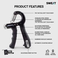 Gambar SWEAT - Adjustable Hand Grip Exerciser with Counter | Alat Handgrip Fitness - Latihan Otot Tangan, Lengan & Power Gym Portable - Black dari SWEAT.ID Kota Administrasi Jakarta Utara 3 Tokopedia