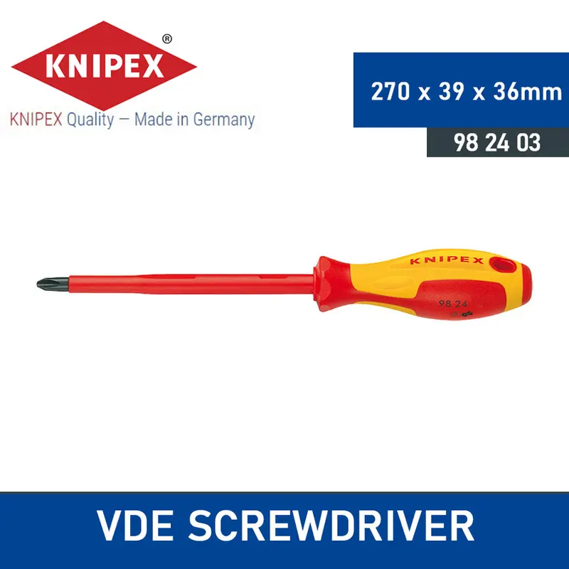Obeng Plus Listrik 98 24 03 Knipex Screwdriver for cross recessed PH3 0