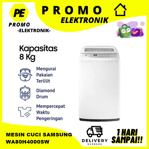 Gambar Samsung Mesin Cuci Top Loading, 8 Kg - WA80H4000SW dari Kreasi Elektronik Kota Administrasi Jakarta Barat Tokopedia