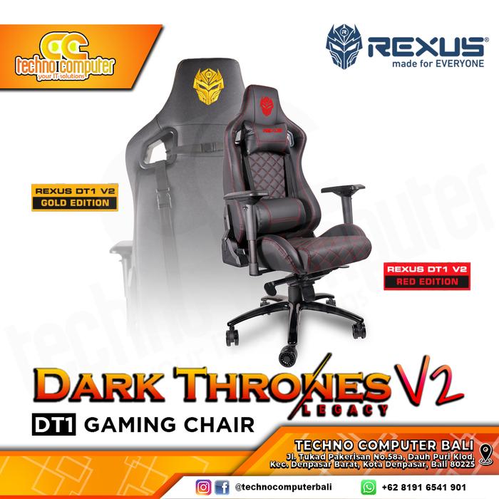 Gambar KURSI GAMING REXUS RGC-DT1 DARK THRONES v2 GAMING CHAIR 4D Armrest dari Techno Computer Bali Kota Denpasar Tokopedia