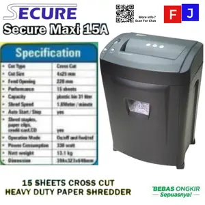 Secure Maxi 15A Cross Cut Mesin Penghancur Kertas Paper Shredder