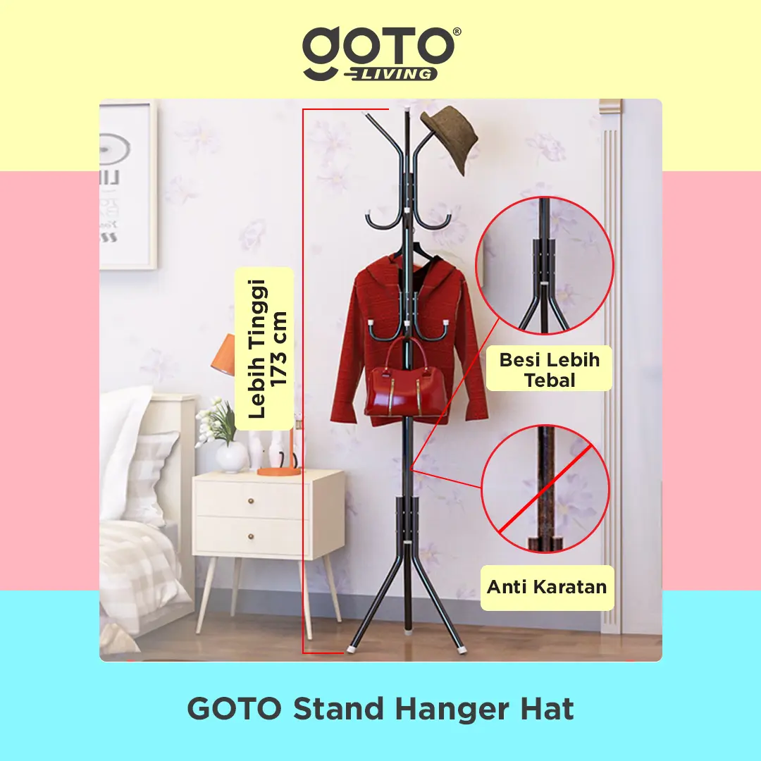 Stand Hanger Gantungan Baju Tas Topi Gantungan Tiang Berdiri Modern