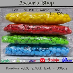 Pom-Pom (Bola-Bola Bulu) 1 Warna Single isi 500pcs | Pom Pom Warna Warni | Pom Bulu | Bola Bulu warna warni
