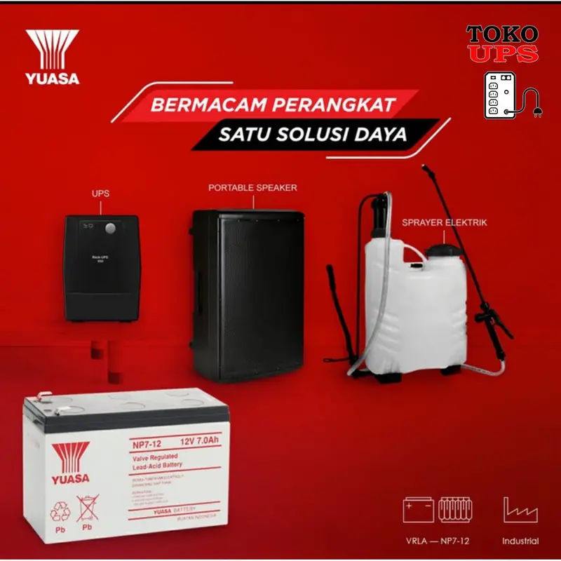YUASA BATTERY AKI KERING UPS NP7-12 Yuasa 12V 7AH