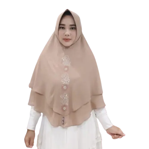 Hijab Khimar Syari Jilbab Instan Bunga 2 Layer Ceruty Babydoll