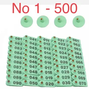 Green 500 Pcs Tag Kuping Kambing Domba Sapi Hewan Ternak Ear Tags Sheep Goat Pig Eartags Laser Type Copper Head Earrings Farm Animal Supplies Tracking | 03096 Green