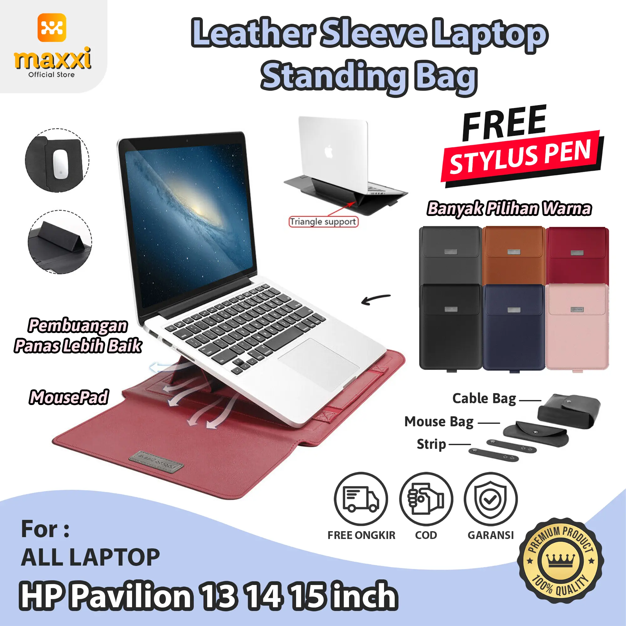 Sleeve Laptop For HP Pavilion 13 14 15 inch Leather Bag Cover Sleeve Stand Case