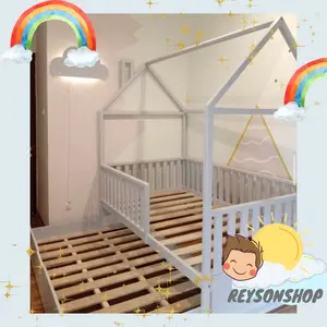 Reysonshop Ranjang Anak Tempat Tidur Anak Divan Anak Bed House Atas 90/100/120x2m Bawah 90/100/120x2m Bahan Jati Belanda Kayu Solid Cat Duco Full Free Anti Rayap Ongkir Pemasangan Jakarta Depok Tangerang