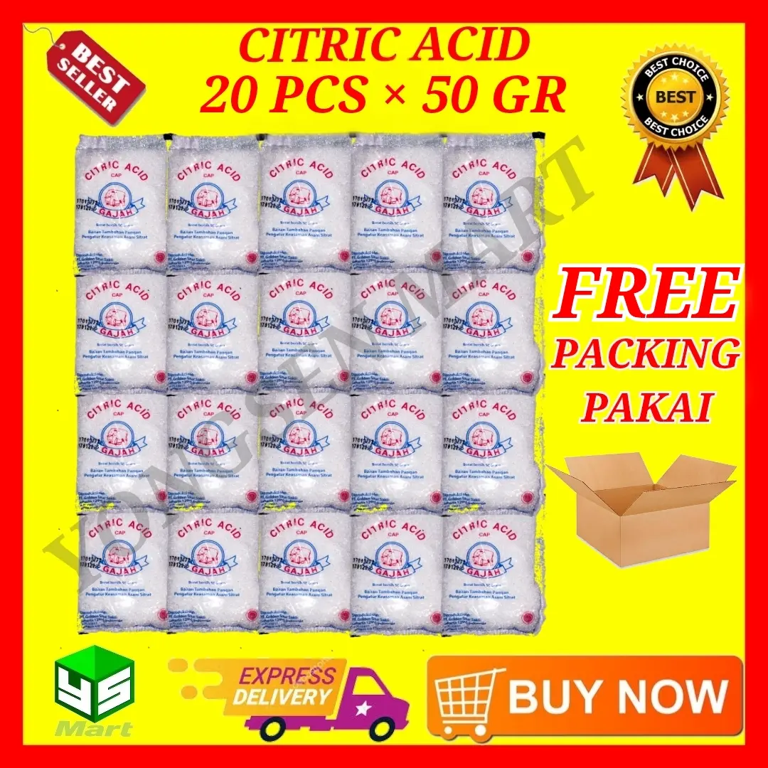 pembersih pakaian / citric acid cap gajah sachet 20 pcs - asam citrun