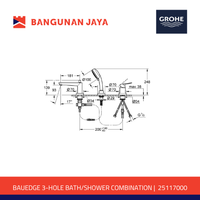 Gambar BAUEDGE 3-HOLE BATH/SHOWER COMBINATION | 25117000 dari Bangunan Jaya Online Kota Administrasi Jakarta Utara 2 Tokopedia