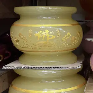 Hiolo/ hiulo/ hiu lo /hio lo tempat dupa motif cau cai 6 inch kuning