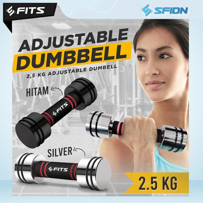 Gambar SFIDN Adjustable Dumbbell 2.5 | 5 | 10 kg Dumbell Barbel Barbell FITS - sepasang 5kg, silver merah dari Sfidn Jakarta Selatan Tokopedia