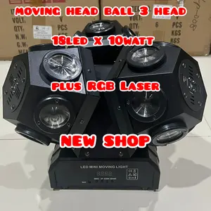 moving head ball 3 head 18led x10w full colour plus rgb laser