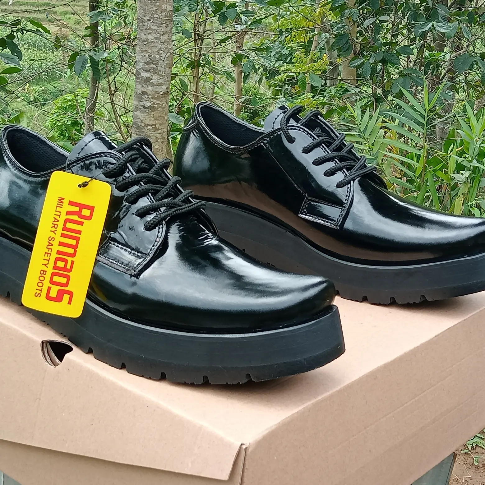 terbaru~sepatu PDH pendek outsole tebal 4-5 cm kulit asli