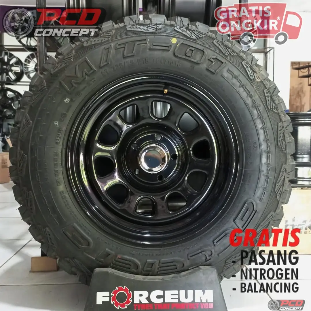 PAKET VELG DAN BAN PACUL R15 BUAT HILUX SINGEL CABIN,XTRAIL R15 HITAM