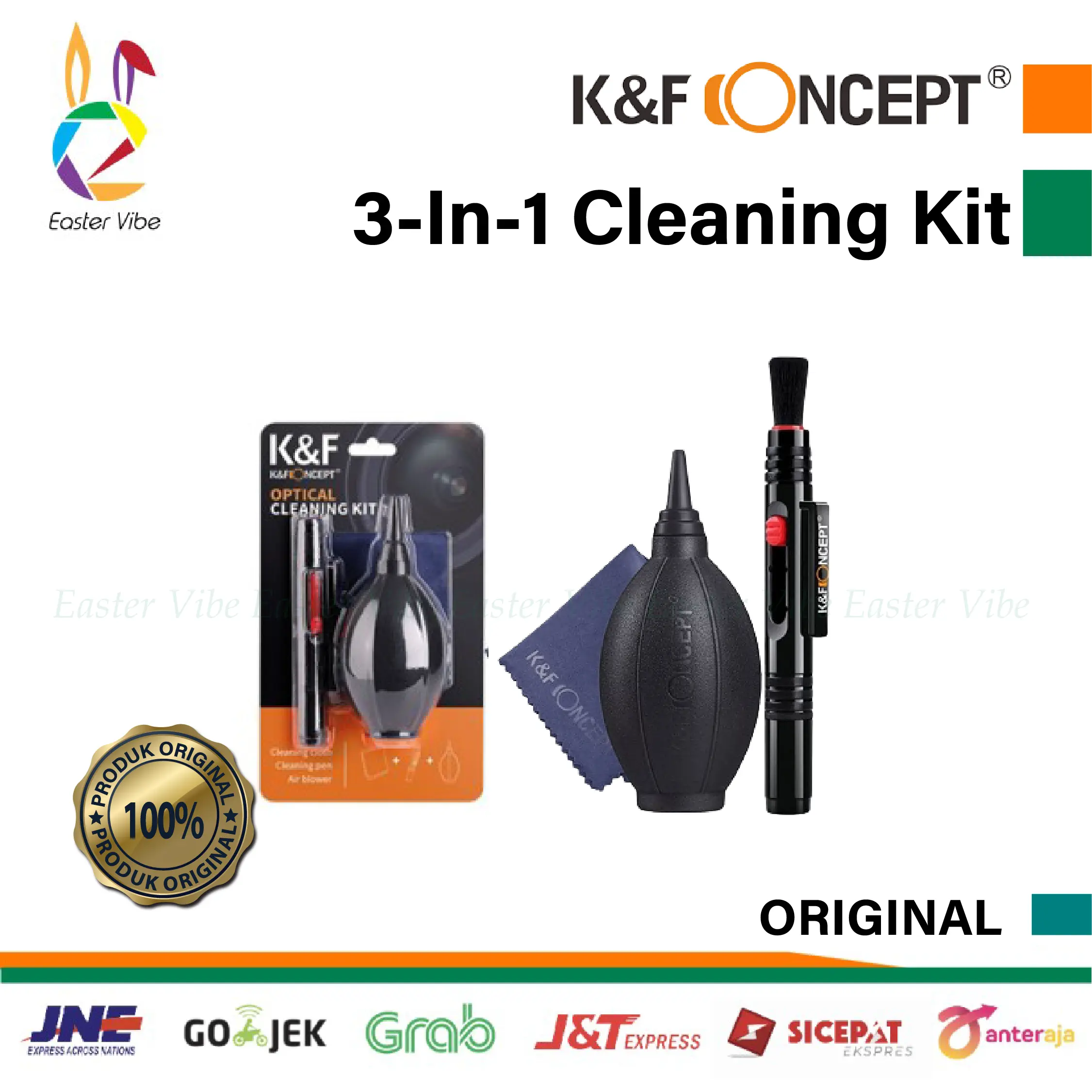 KNF K&F Concept 3-In-1 Cleaning Kit Blower Lenspen Microfiber Cloth