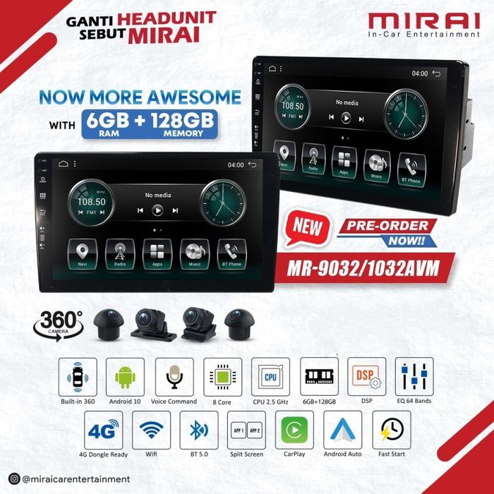 Jual Headunit Android 9 Inch Mirai 9032 AVM Built In Camera 360 Ram 6/ ...