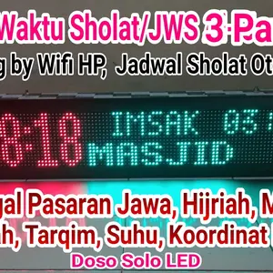 jam waktu sholat 3 panel, Slim98x18cm, running teks, editsetting by HP