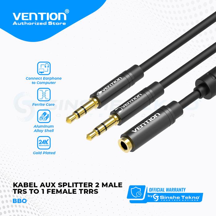 Gambar Vention [BBD] Kabel Aux Audio Splitter 3.5mm Female to 2 Male dari Vention Authorized Store Kota Administrasi Jakarta Barat Tokopedia