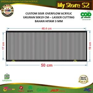 CUSTOM SISIR OVERFLOW ACRYLIC UNTUK AQUARIUM 50X19 CM - LASSER CUTTING