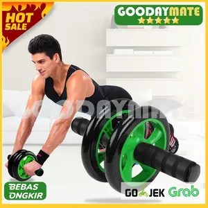 AB Wheel Sport Alat Gym Fitness Roller - YY-1601 Hitam Murah Kuat