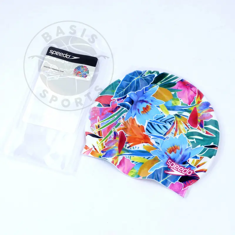 Topi Renang Speedo Digital Printed Cap Flowers Multi Color 3